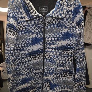 Women's Blue and Gray Patterned Jacket